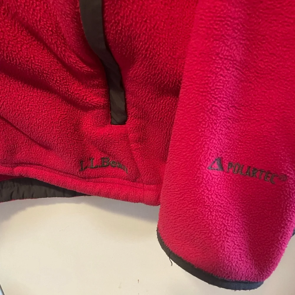 Women’s L.L. Bean Pink and Grey‎ Fleece Full Zip Jacket Size L